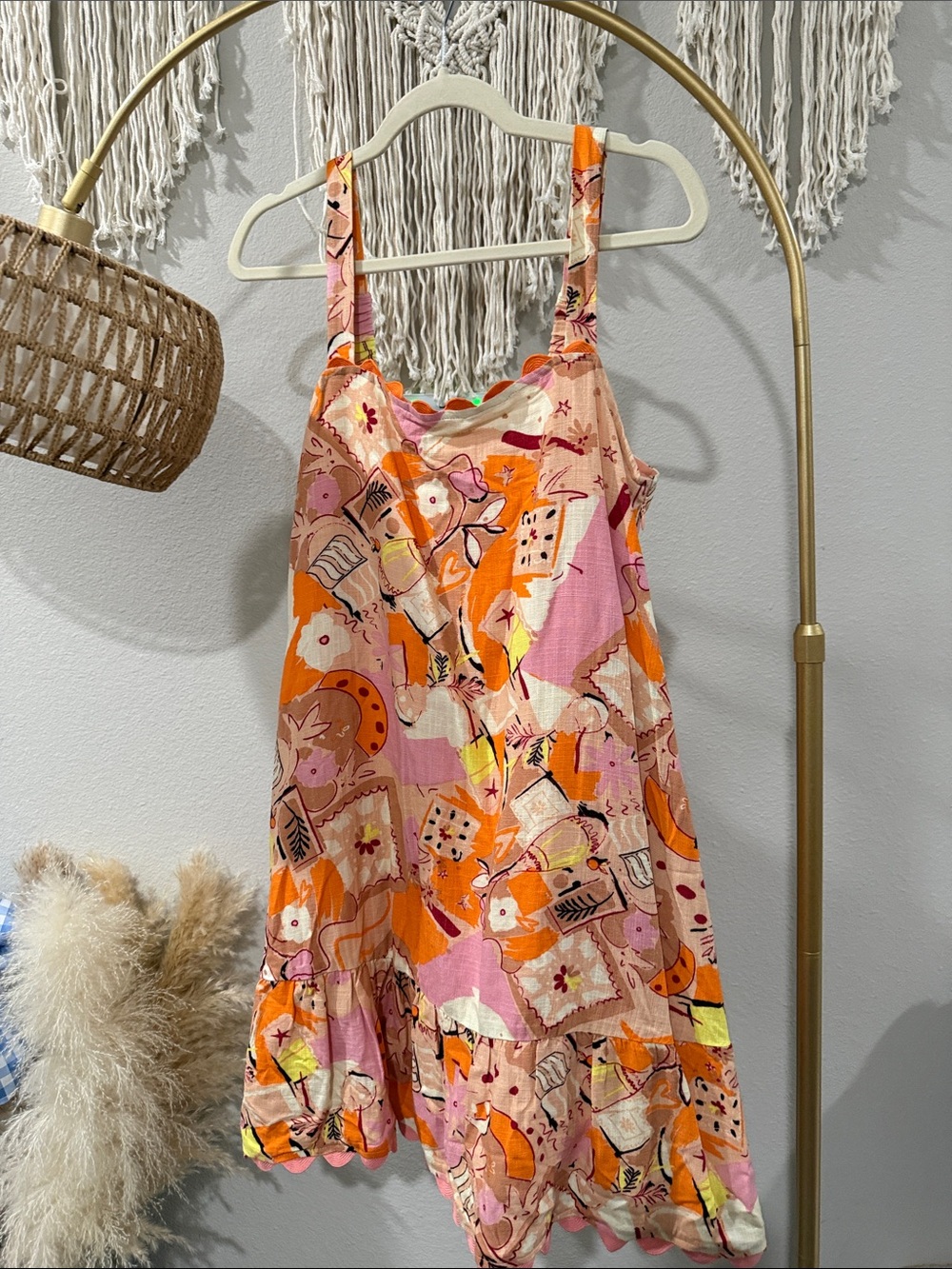 Fate Pink and Orange Abstract Print Sundress